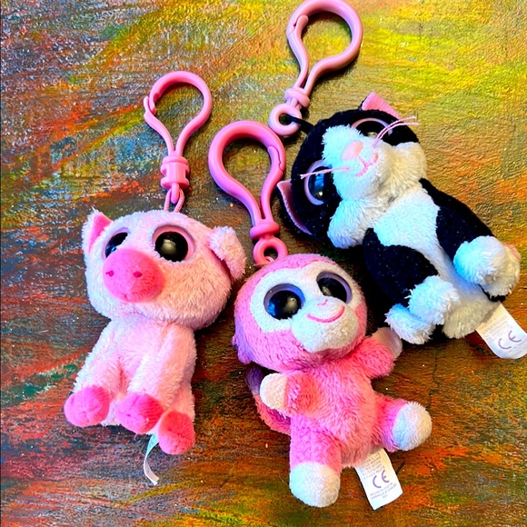 Ty | Toys | Ty Beanie Boo Clip 5 Inch Plush Animal Keychain Set Of 3 ...